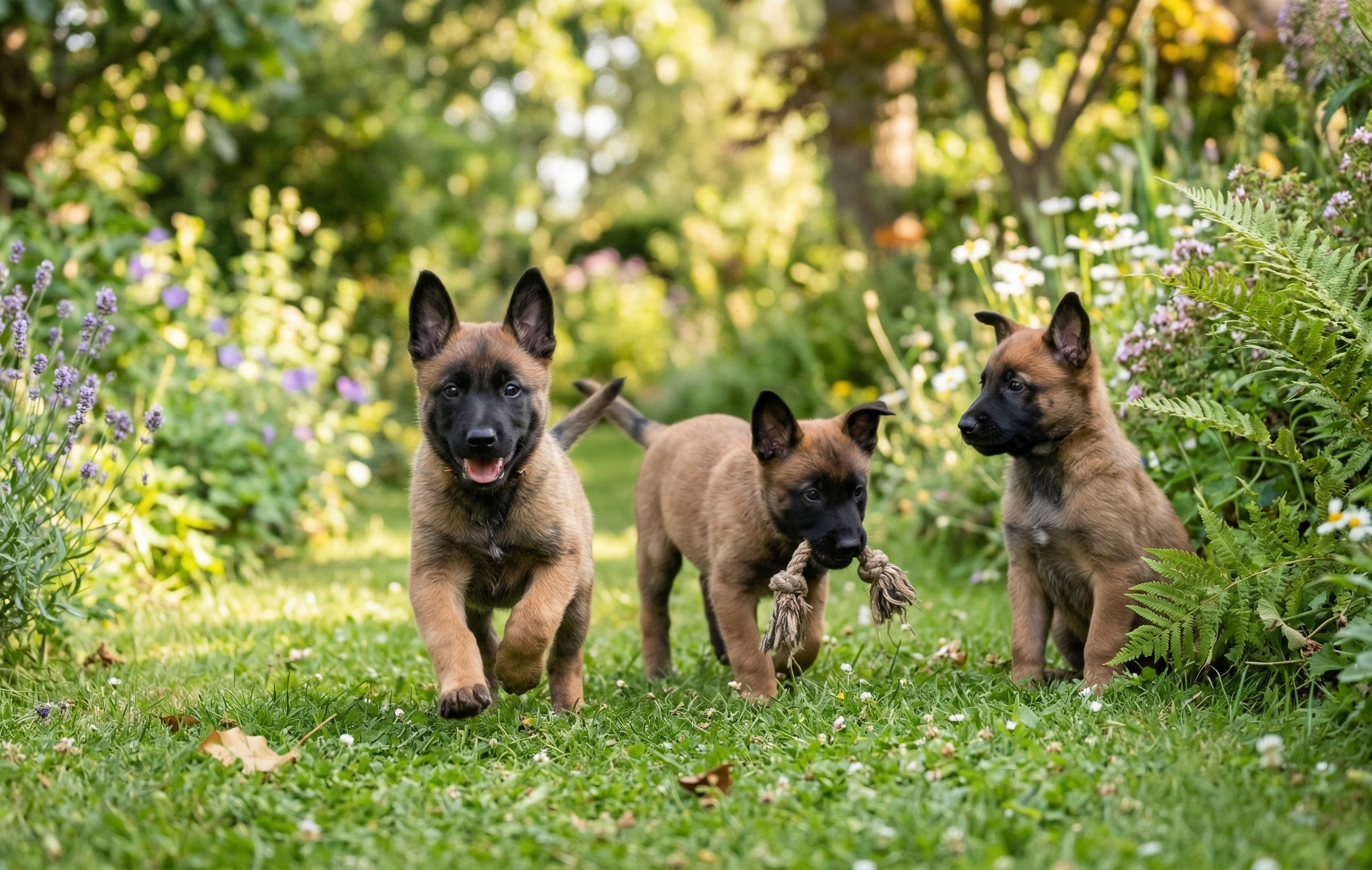 Belgian Malinois puppy in a training session outdoors