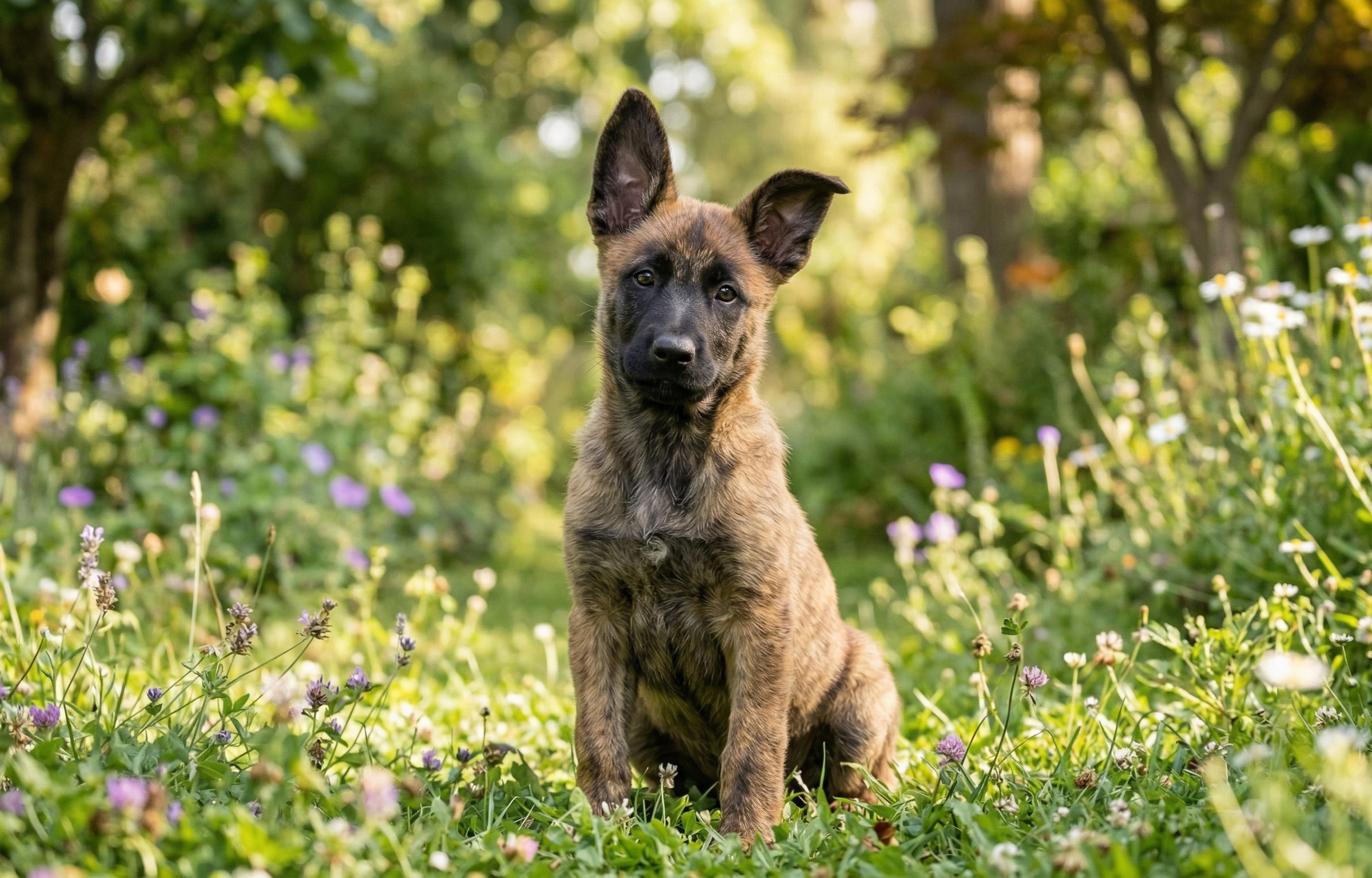 Dutch Shepherd puppy learning commands from a trainer